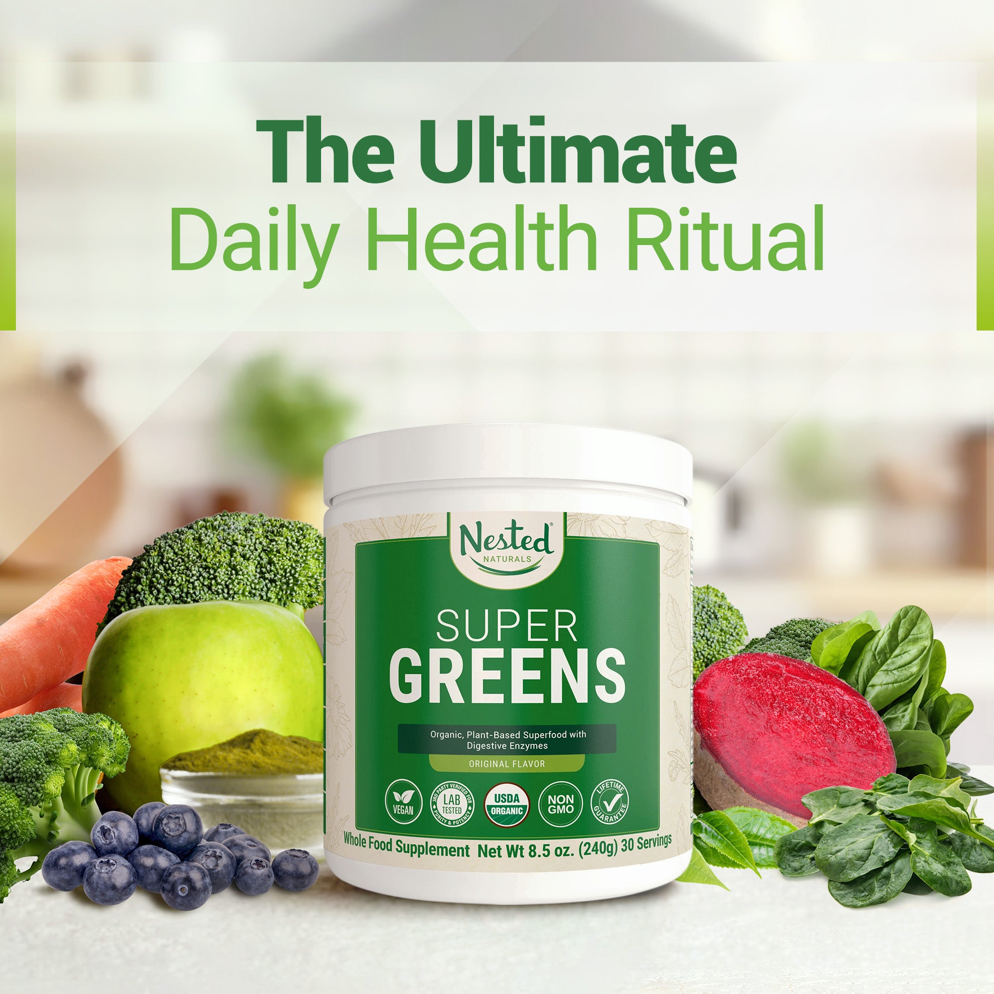 Super Greens Organic Vegetable Greens Supplement | Nested Naturals
