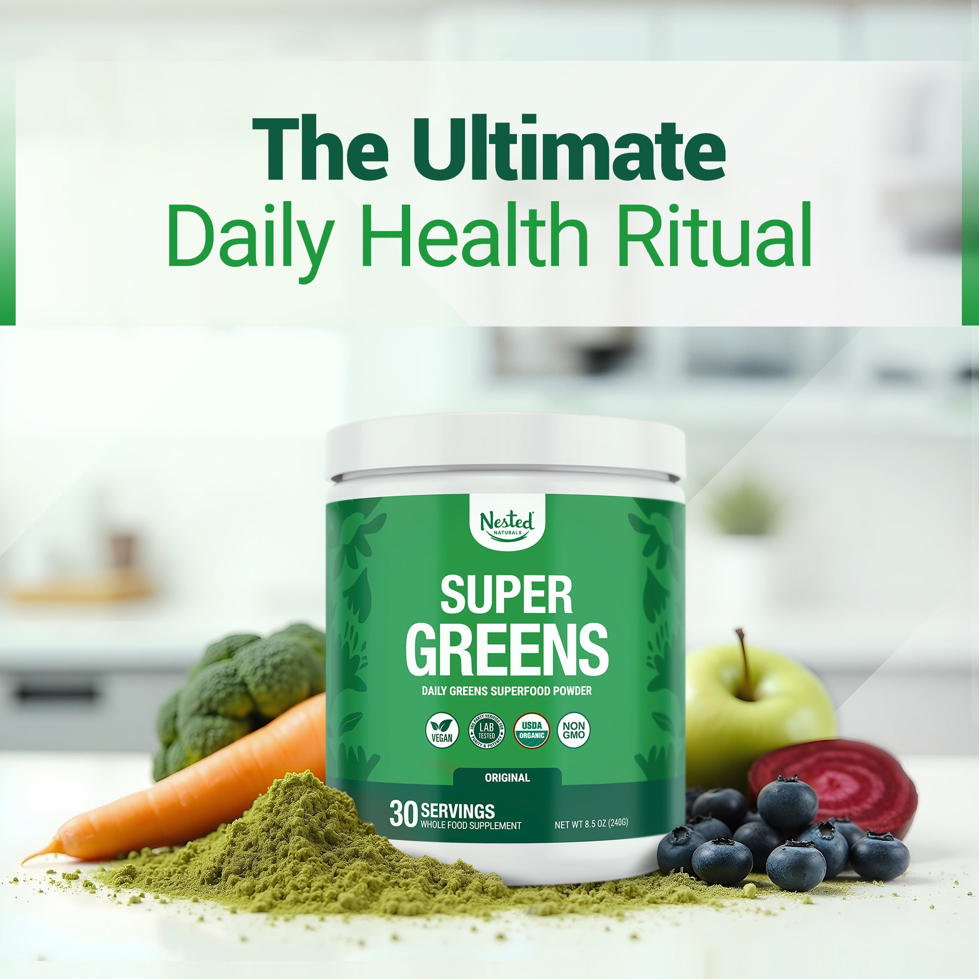 Super Greens Organic Vegetable Greens Supplement | Nested Naturals